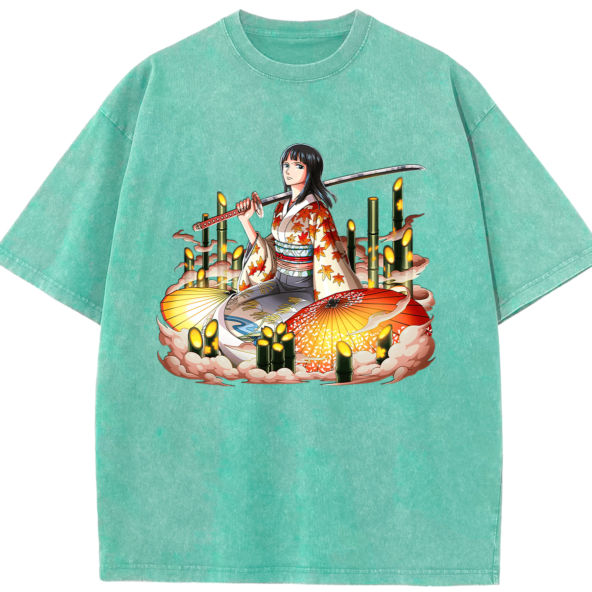 ワンピース ニコ・ロビン ONE PIECE Nico Robin 綿100% ヴィンテージ風 半袖Tシャツ（フロントプリント）